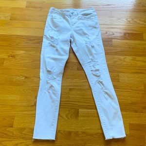 KLIQUE B White Denim Distressed Jeans